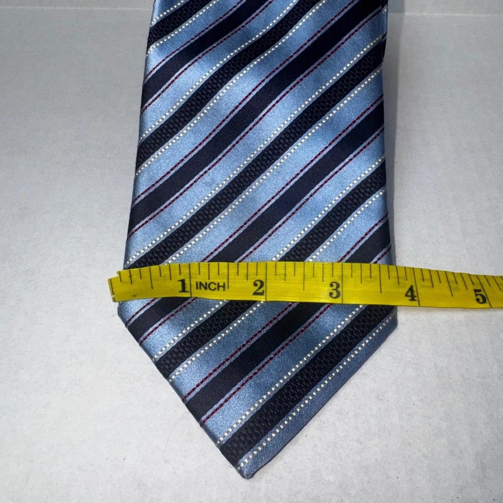 Canali Necktie Mens One Size Blue Striped Silk Made in Italy Luxury Designer